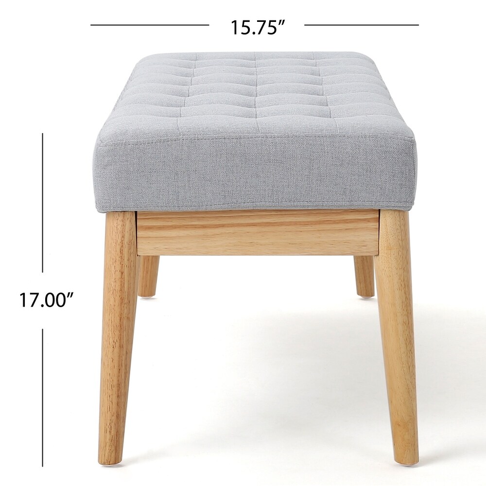 Saxon Mid century Tufted Fabric Ottoman Bench by Christopher Knight Home   43.00 L x 15.75 W x 17.00 H