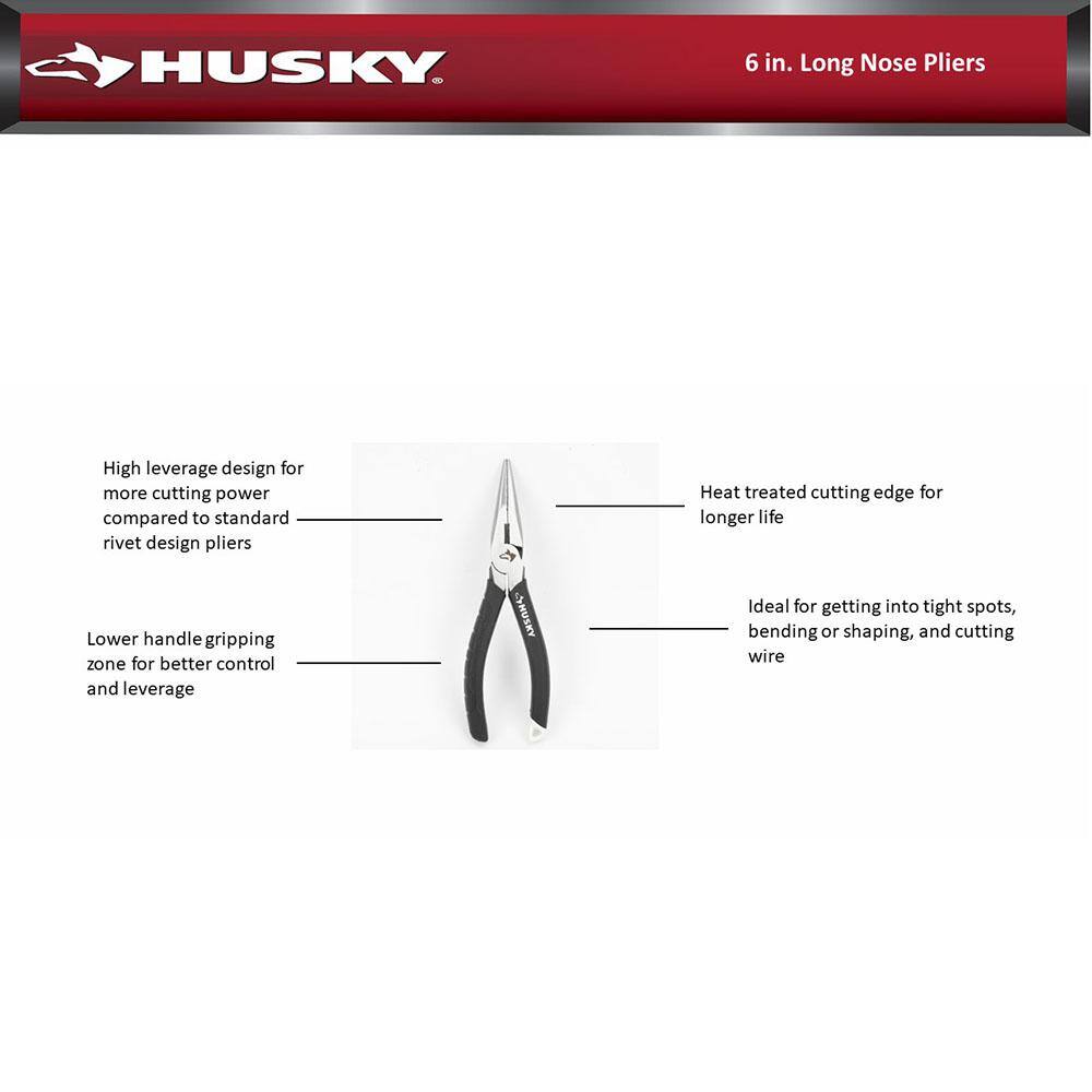 Husky 6 in. Long Nose Pliers 48058