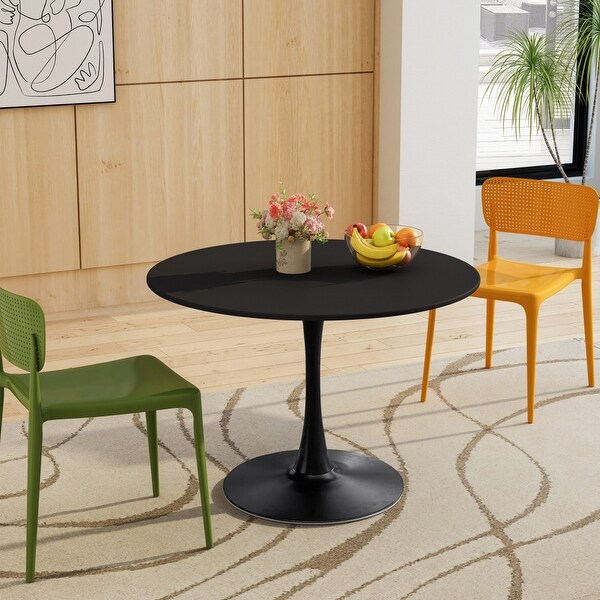 Modern 42 in. Round Dining Table with Round MDF Table Top，Metal Base