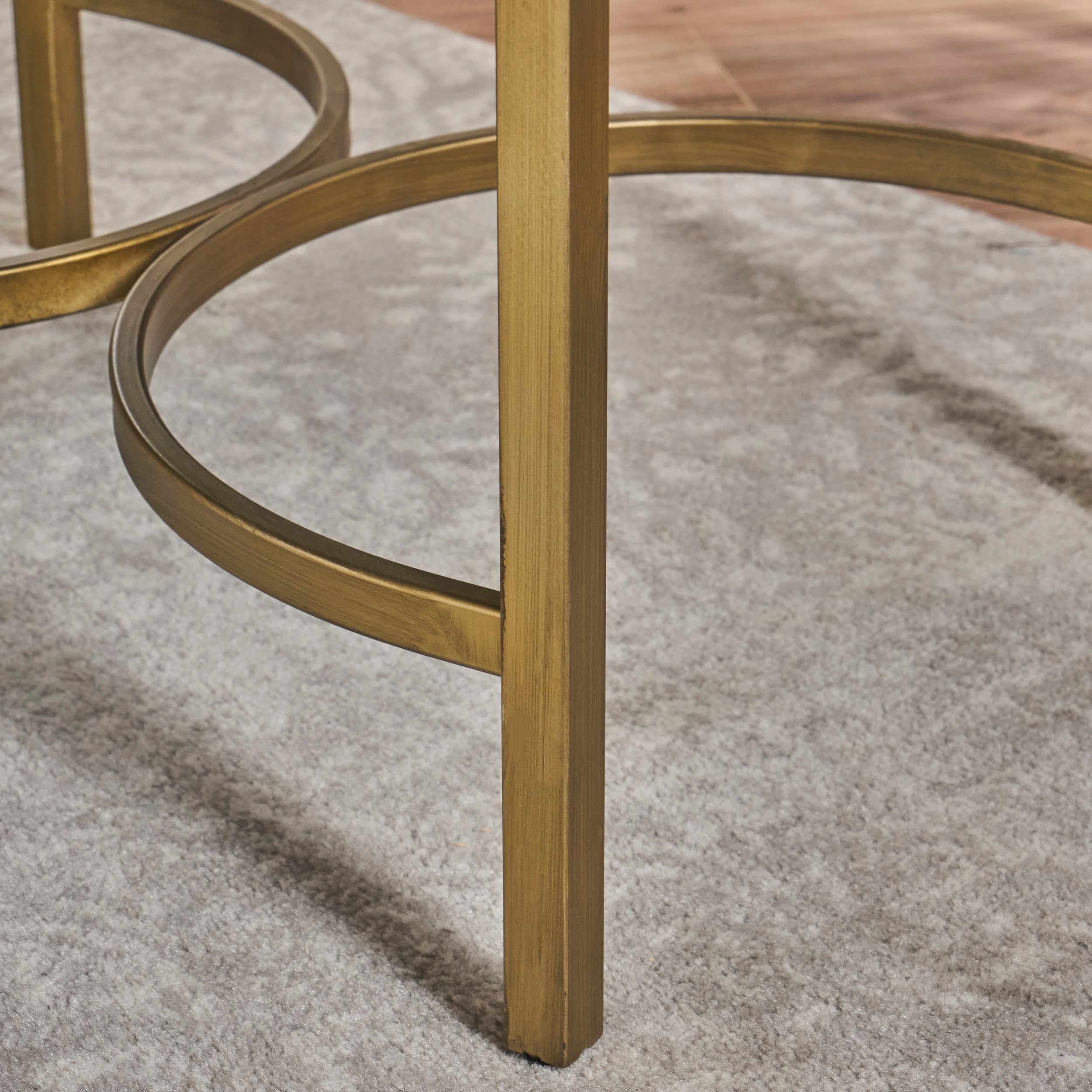 Siryen Modern Mirror Finished Side Table with Gold Iron Accents