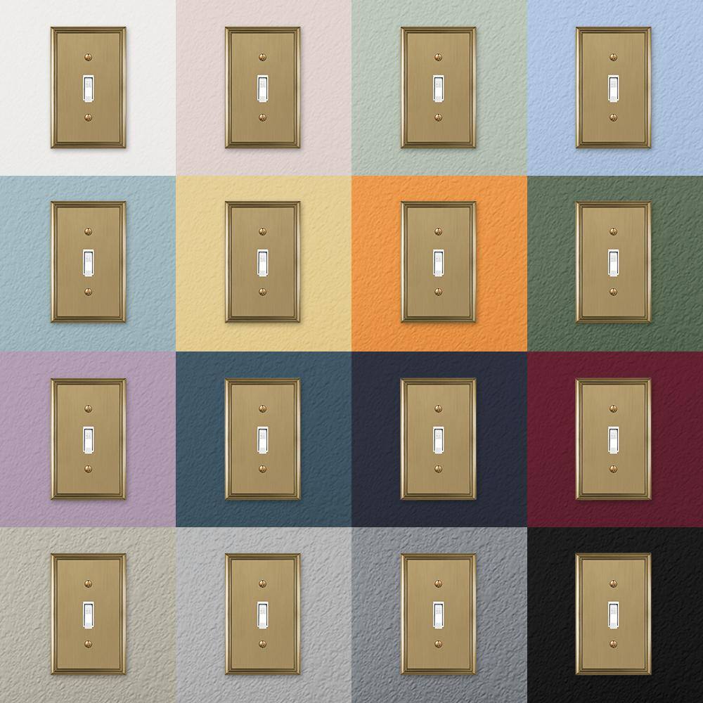 AMERELLE Rhodes 3 Gang 2-Toggle and 1-Rocker Metal Wall Plate - Brushed Bronze 77TTRBZ