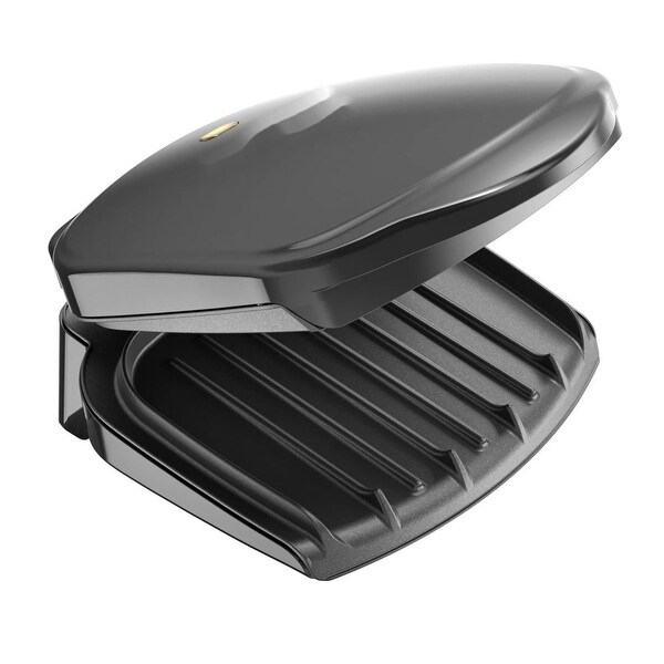 2-Serving Classic Plate Electric Indoor Grill and Panini Press， Black