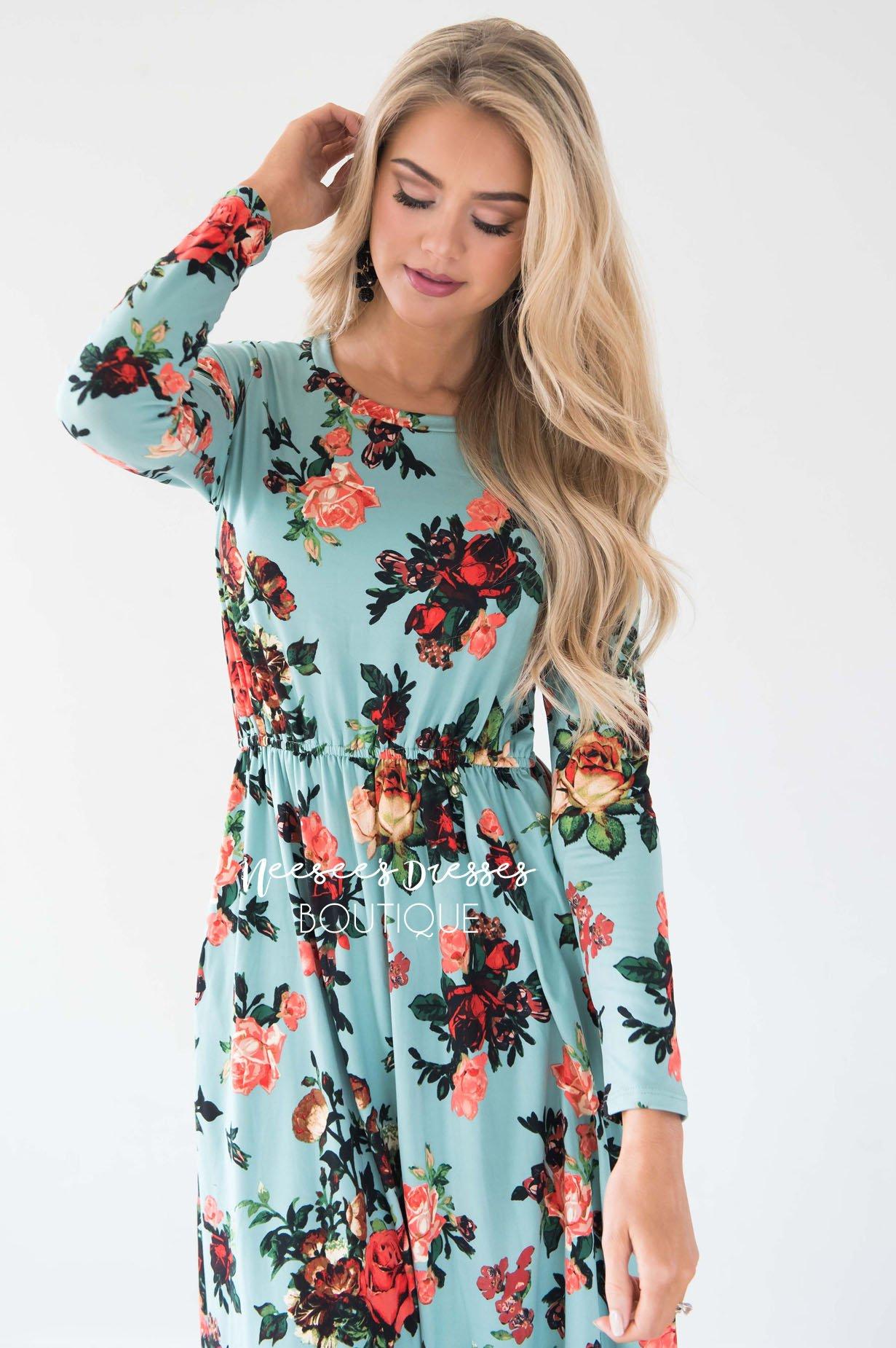 Mint In Bloom Long Sleeves Dress