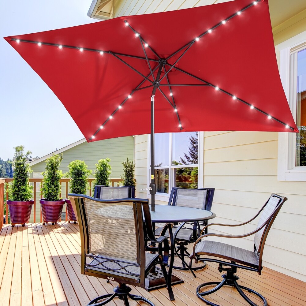 BONOSUKI LED 10 x 6.5ft Outdoor Umbrellas Patio Market Table Umbrellas