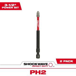 MW SHOCKWAVE Impact Duty 3-12 in. Phillips #2 Alloy Steel Screw Driver Drill Bit (2-Pack) 48-32-4662