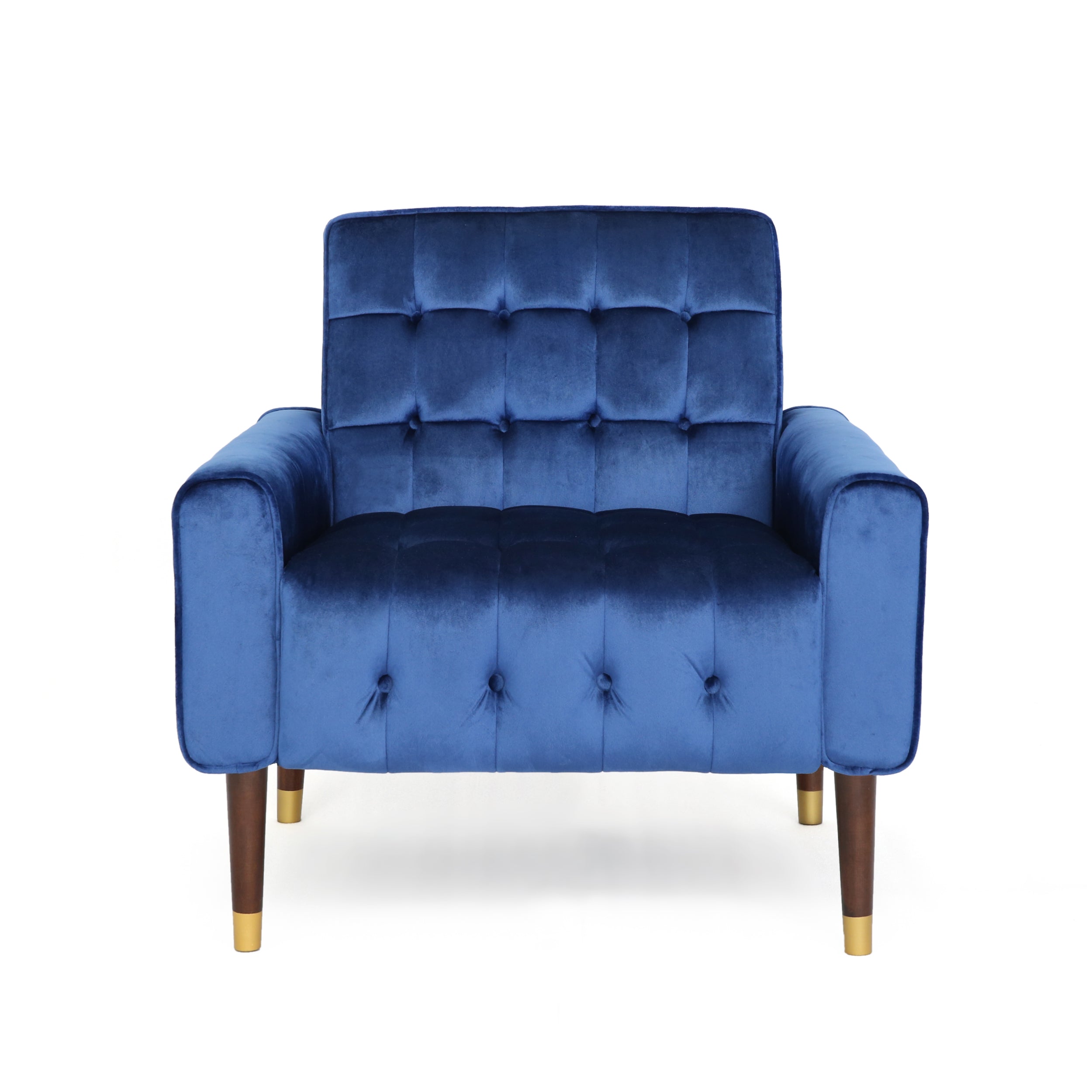 Betsy Velvet Armchair, Modern Glam, Button-Tufted, Waffle Stitching