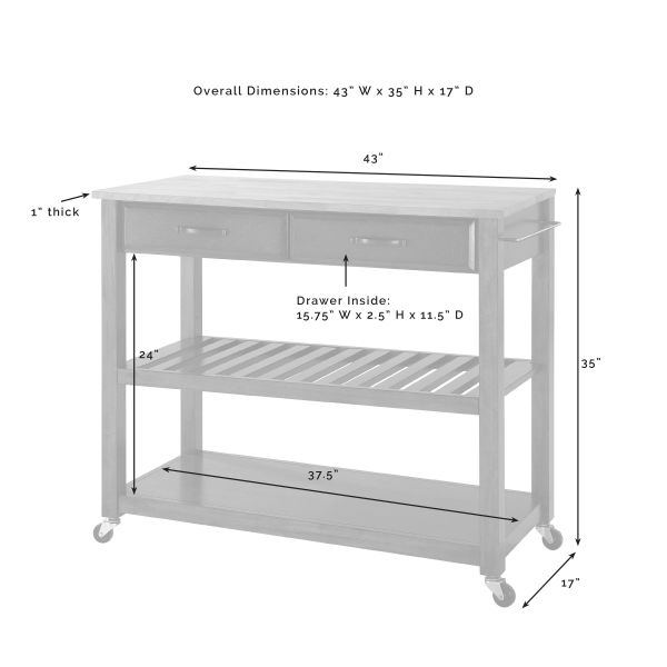 Wood Top Kitchen Prep Cart W/Uph Saddle Stools