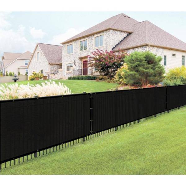 BOEN 12 ft. X 50 ft. Black Privacy Fence Screen Netting Mesh with Reinforced Eyelets for Chain link Garden Fence PN-30071