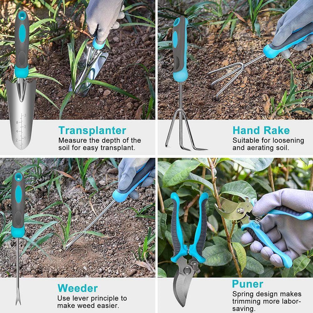 7-Piece Heavy-Duty Stainless Steel Garden Tool Set B0B8YX8LWQ
