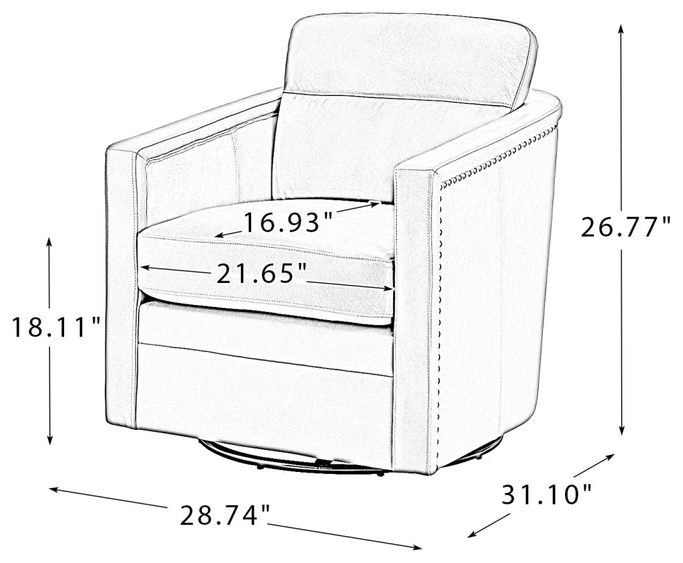 Marion 28.74  x27 x27Wide Genuine Leather Swivel Chair   Transitional   Armchairs And Accent Chairs   by Karat Home  Houzz