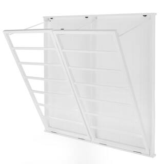 Home Decorators Collection 42 in. H x 44 in. W x 2 in. D White Wood Collapsible Laundry Wall Rack 20MJE2170