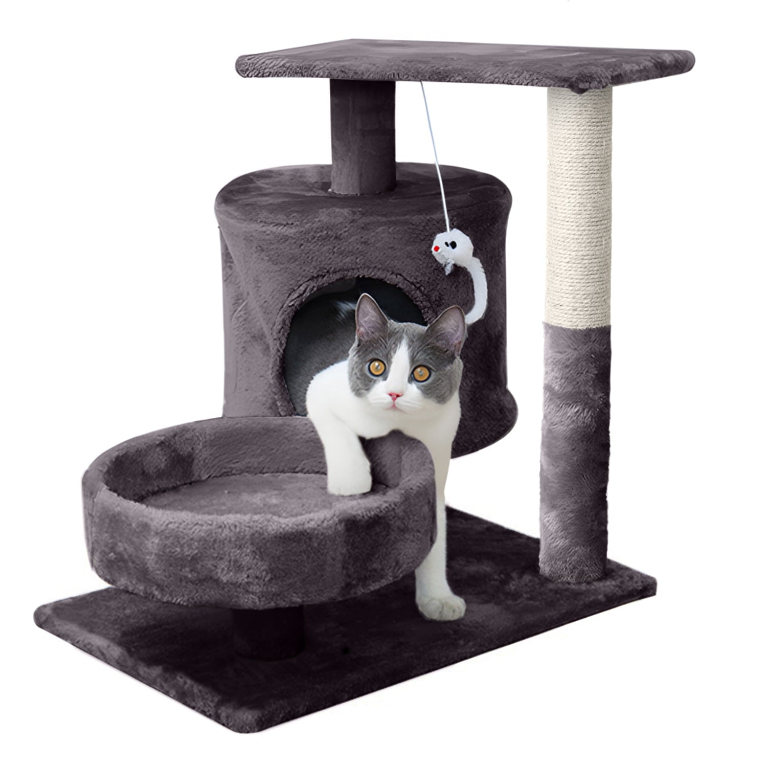 Walchoice Dark Gray Cat Tree Cat Tower for Indoor Cats, Cat Furniture with Scratching Post & Condo, 20.5” x 20” x 15.5”