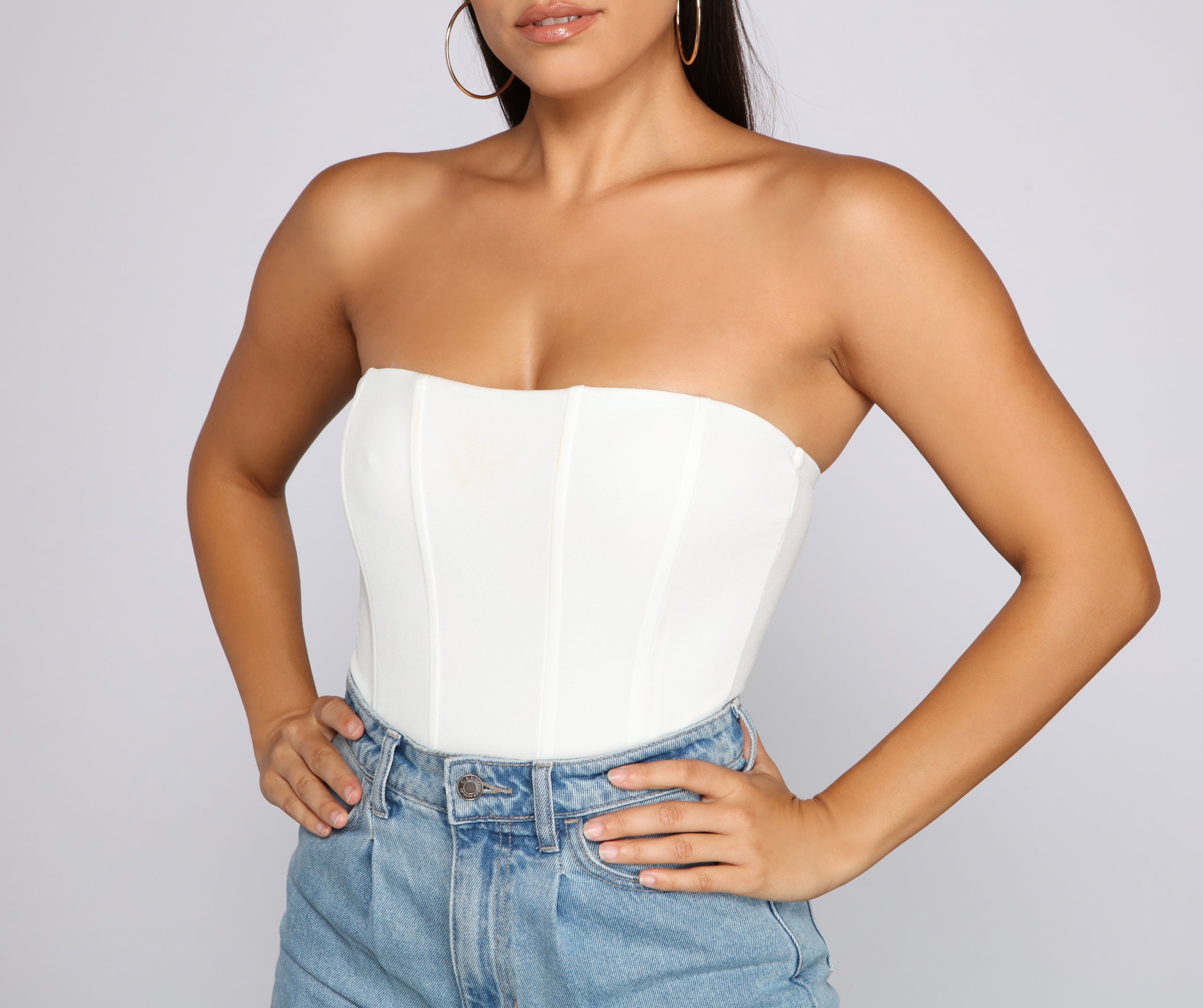 Level Up Crepe Bustier Bodysuit