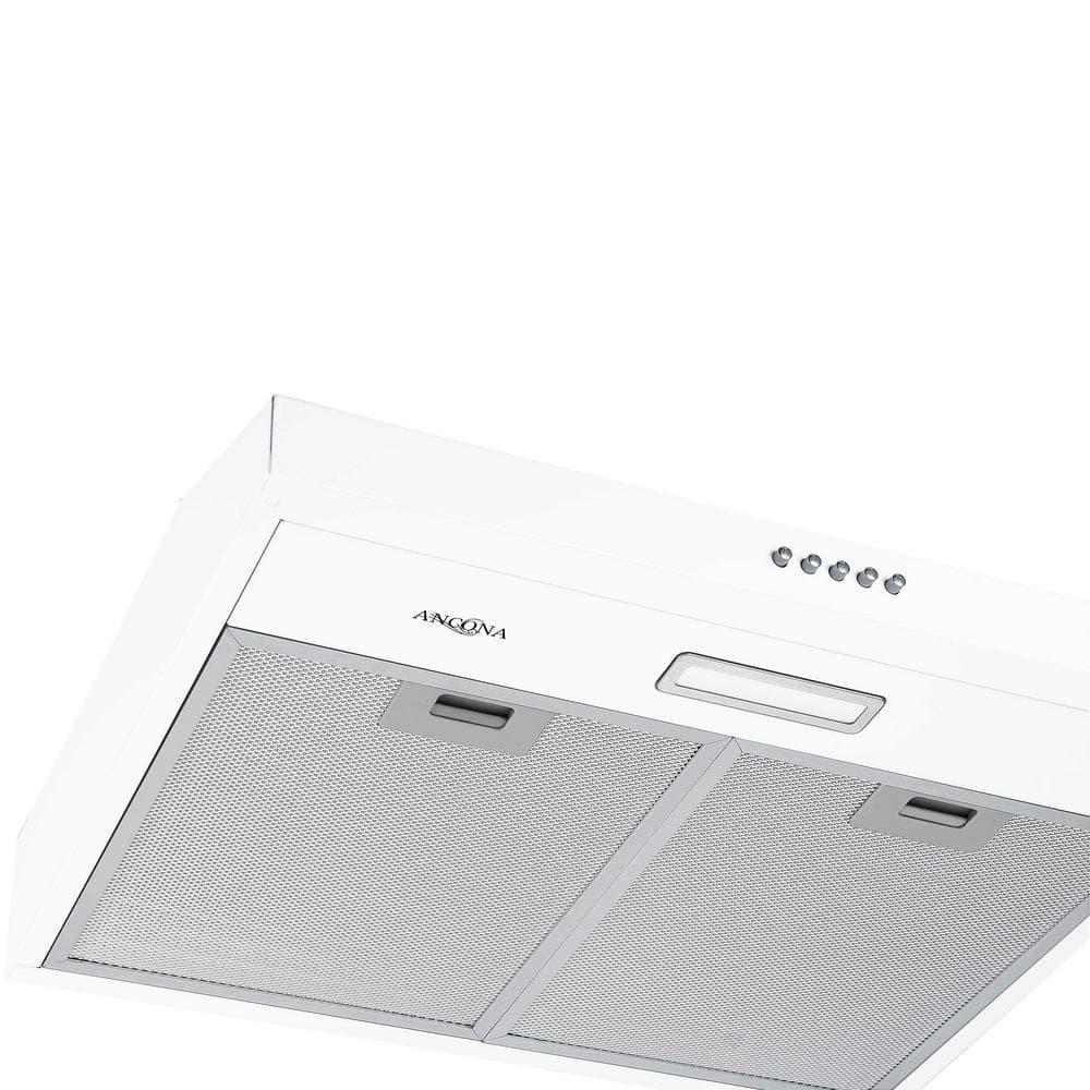 Ancona 24 in 110 CFM Convertible UnderCabinet Range Hood in White with LED Lights