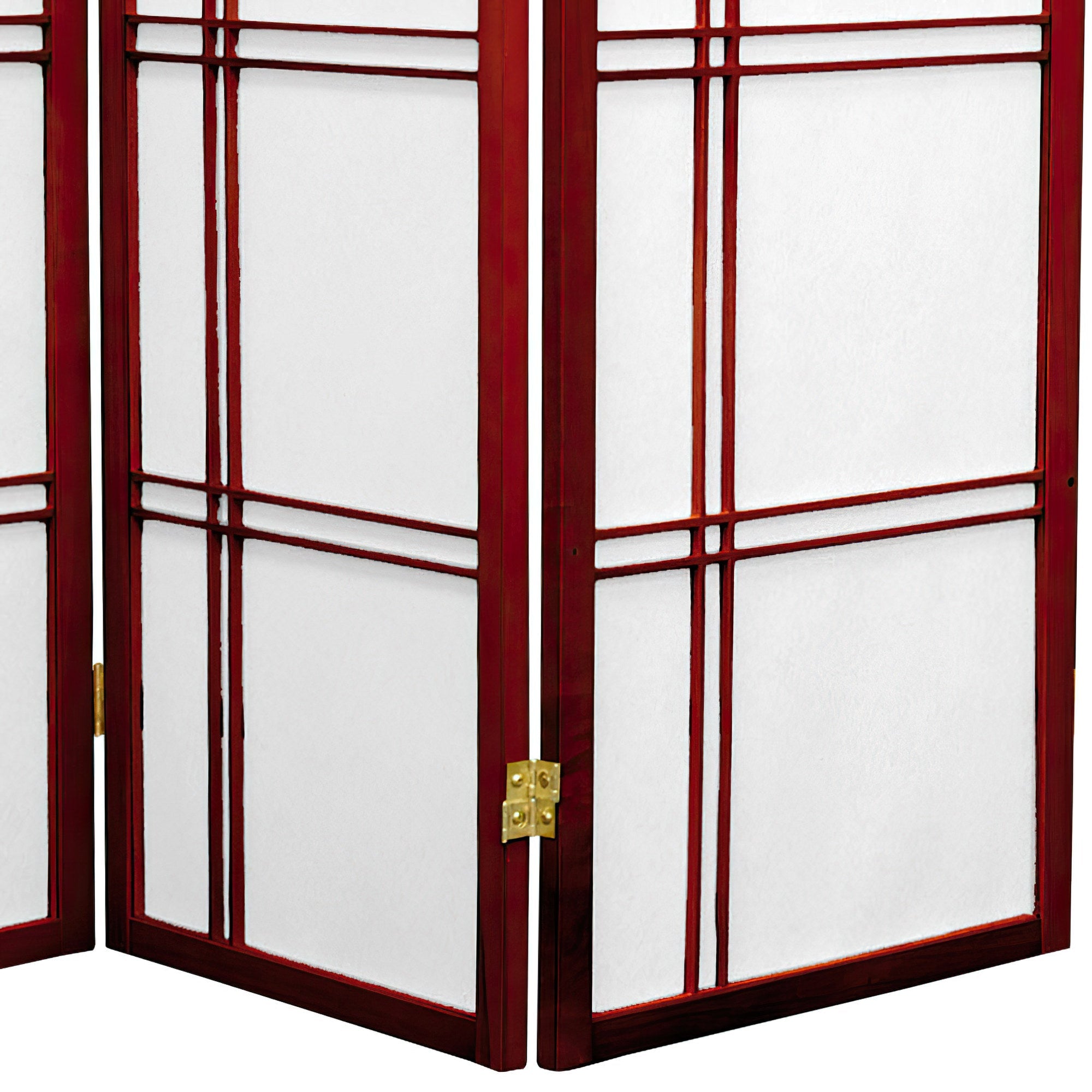 Oriental Furniture 3 Ft Tall Double Cross Shoji Screen, rosewood color, 3 panel