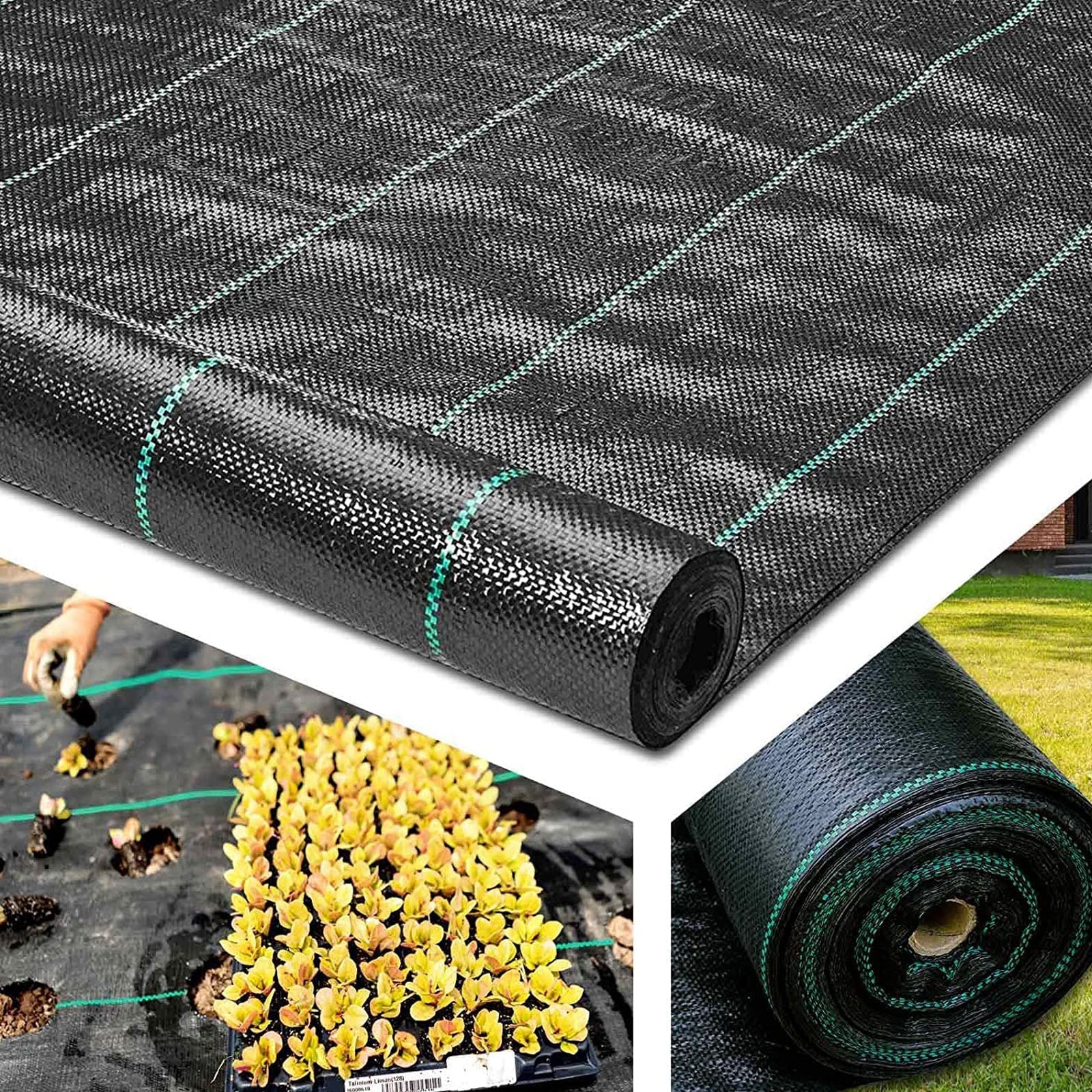 tonchean 6.5ft x 328ft Landscape Fabric 3.2oz Weed Barrier Woven PP with UV Treated Block Mat Ground Cover Outdoor Garden