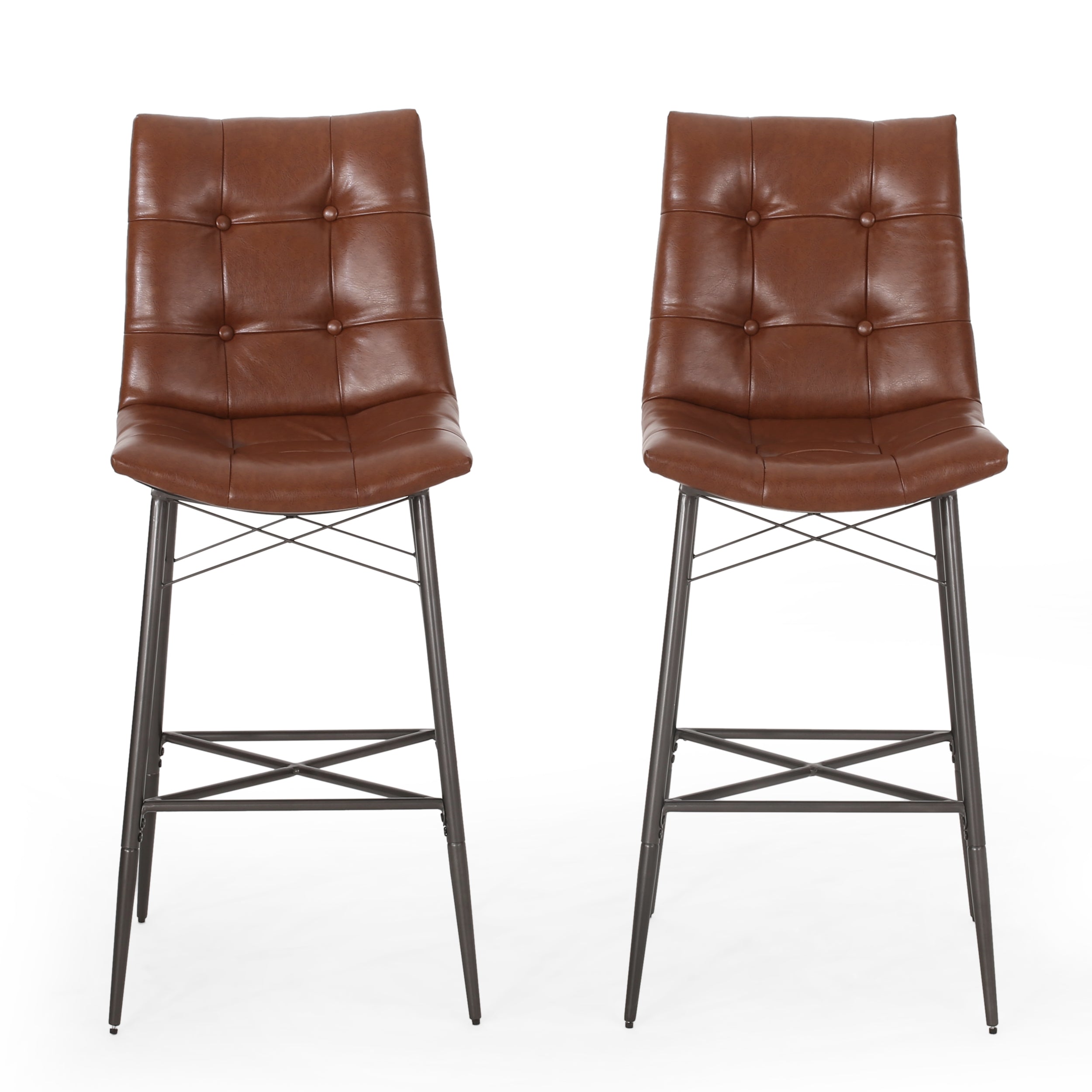 Brayer Contemporary Tufted Barstools, Set of 2