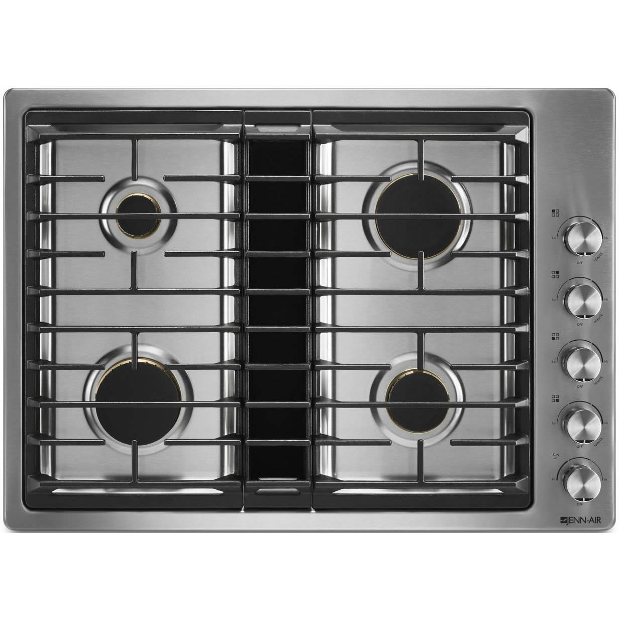 JennAir 30-inch Built-In Gas Cooktop with Downdraft Ventilation System JGD3430GS