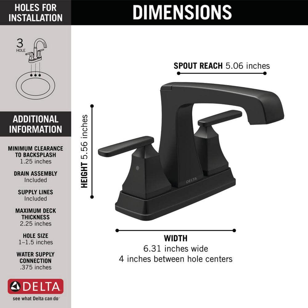 Delta Ashlyn 4 in Centerset 2Handle Bathroom Faucet in Matte Black