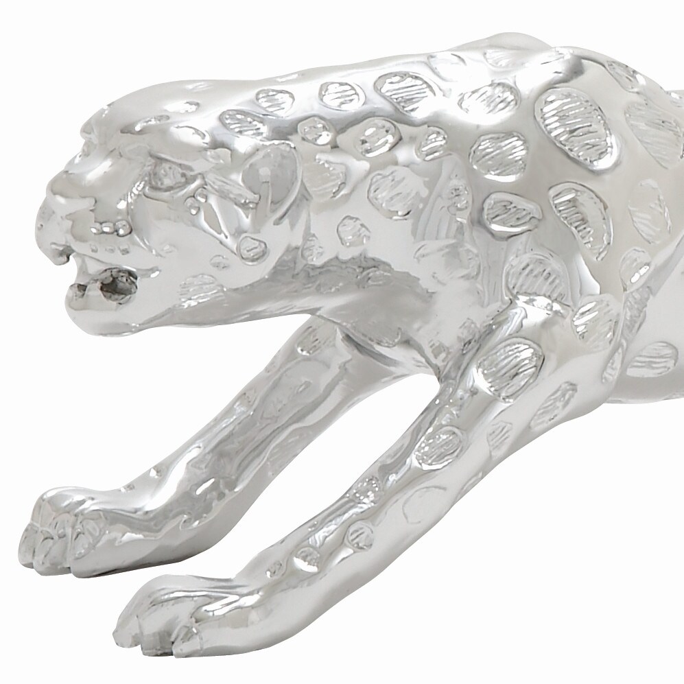 Silver Polystone Glam Sculpture Leopard   22\