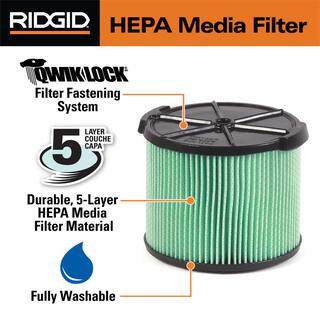 RIDGID 5-Layer HEPA Material Pleated Paper Filter for 3 to 4.5 Gallon RIDGID WetDry Shop Vacuums (8-Pack) VF3600B