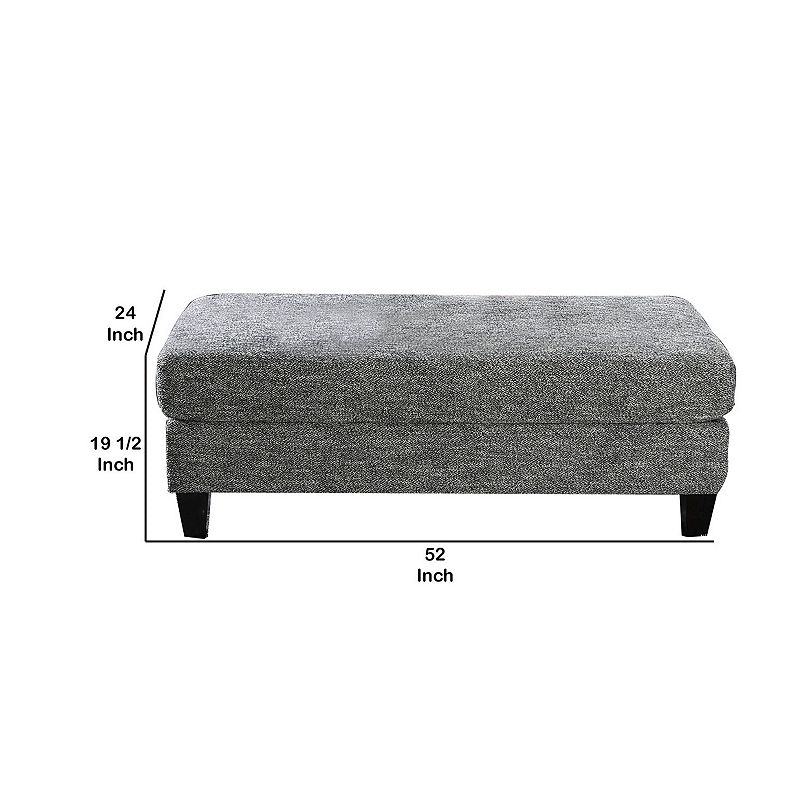 Fabric Upholstered Wooden Ottoman with Tapered Legs， Gray