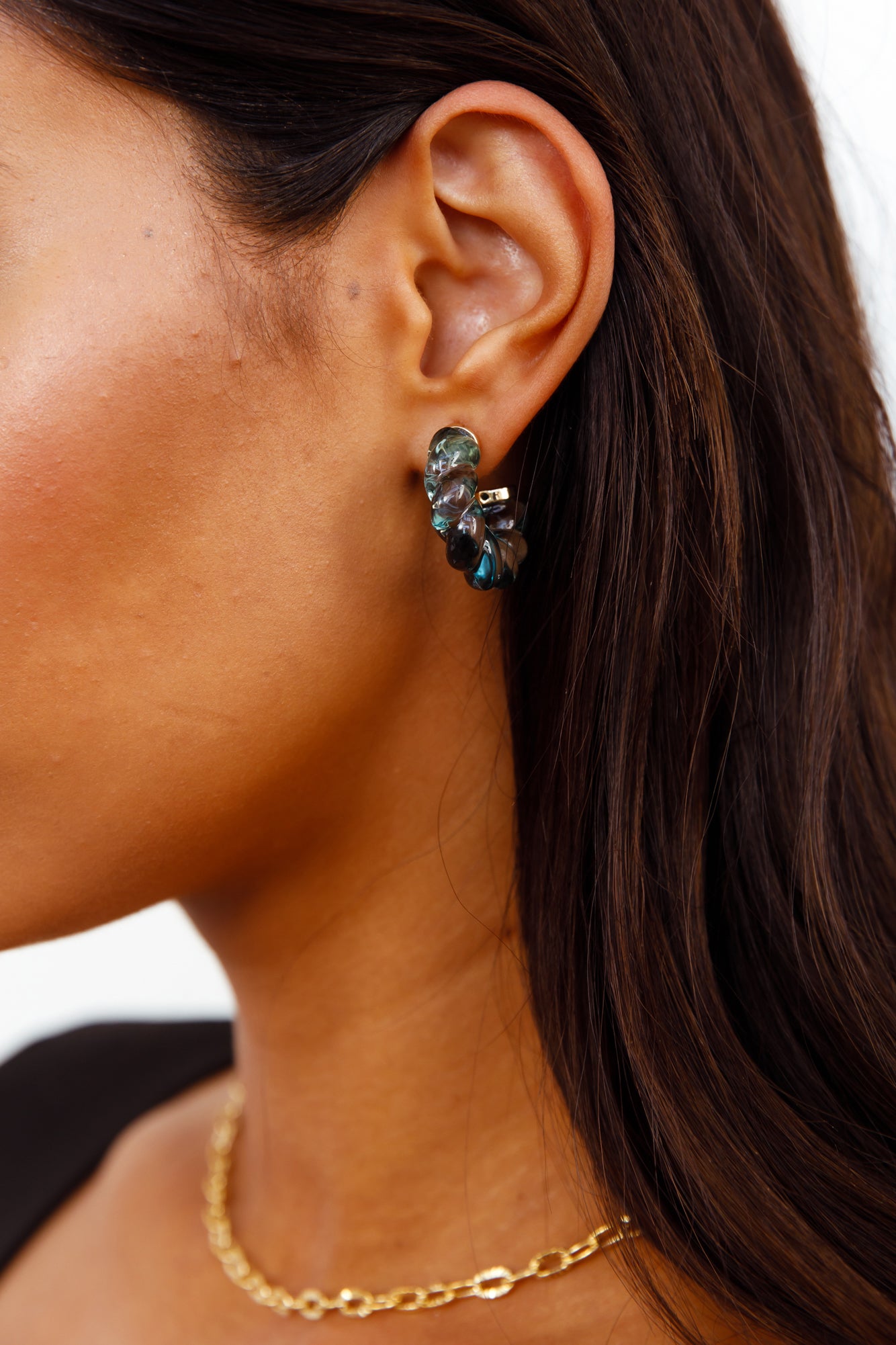 Crescent Love Earrings Aqua