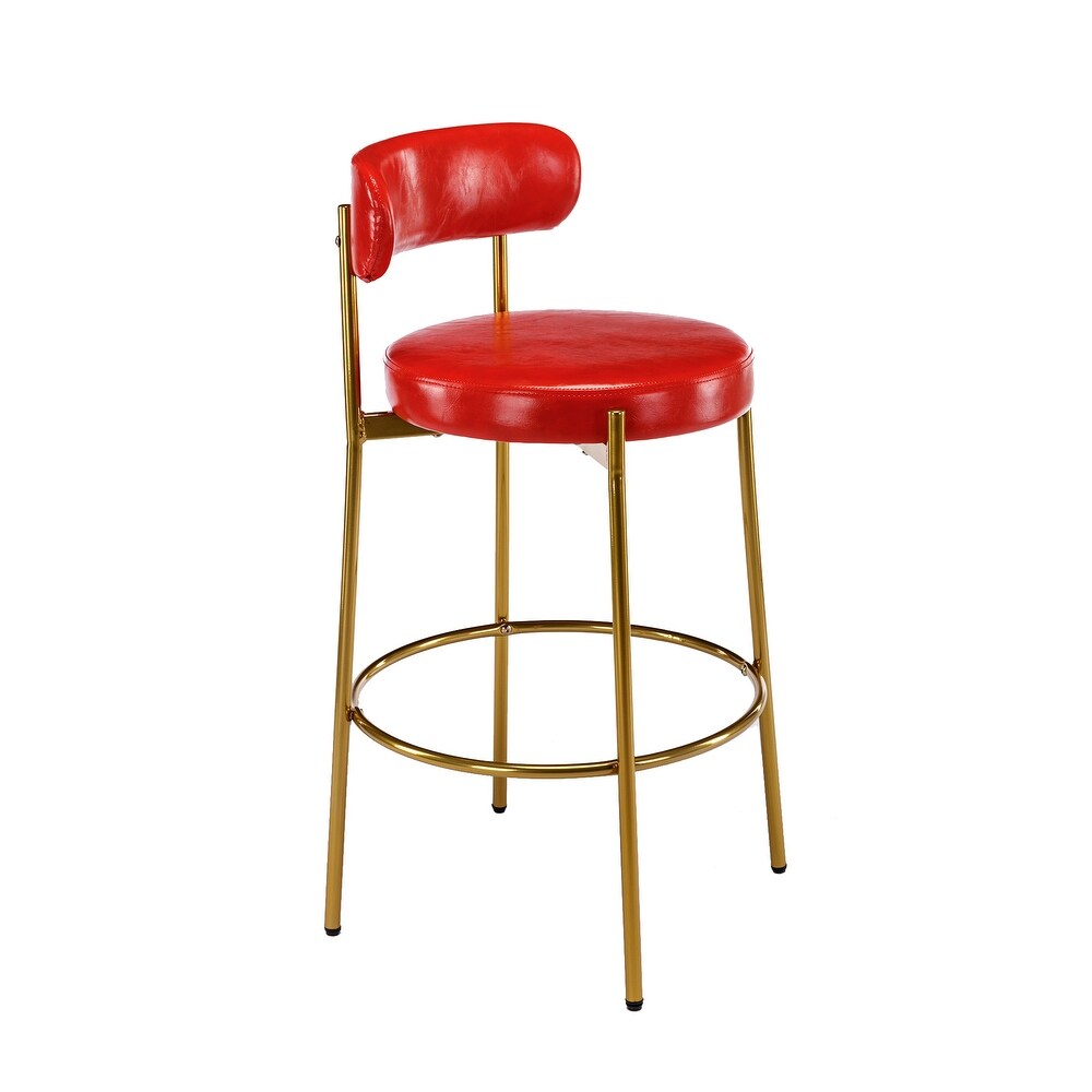 2 industrial armless bar stools with backrest and footstool