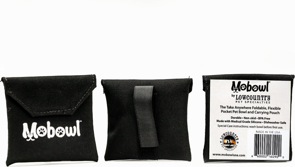 Mobowl Carrying Pouch Travel Dog and Cat Bowl， 2-cup