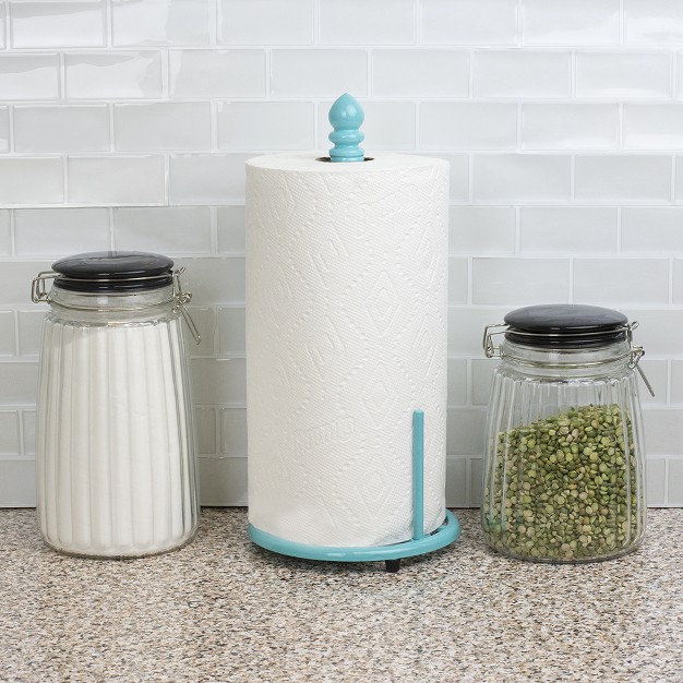 Home Basics Lattice Collection Cast Iron Paper Towel Holder Turquoise