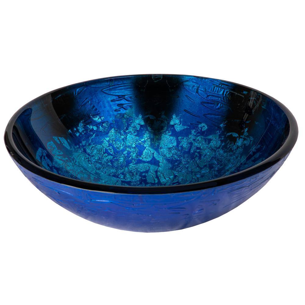 Eden Bath Vibrant Blue Foil Glass Vessel Sink EB_GS63