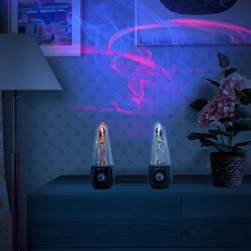 BEFREE SOUND Bluetooth LED Dancing Water Multimedia Speakers in Black 985102278M