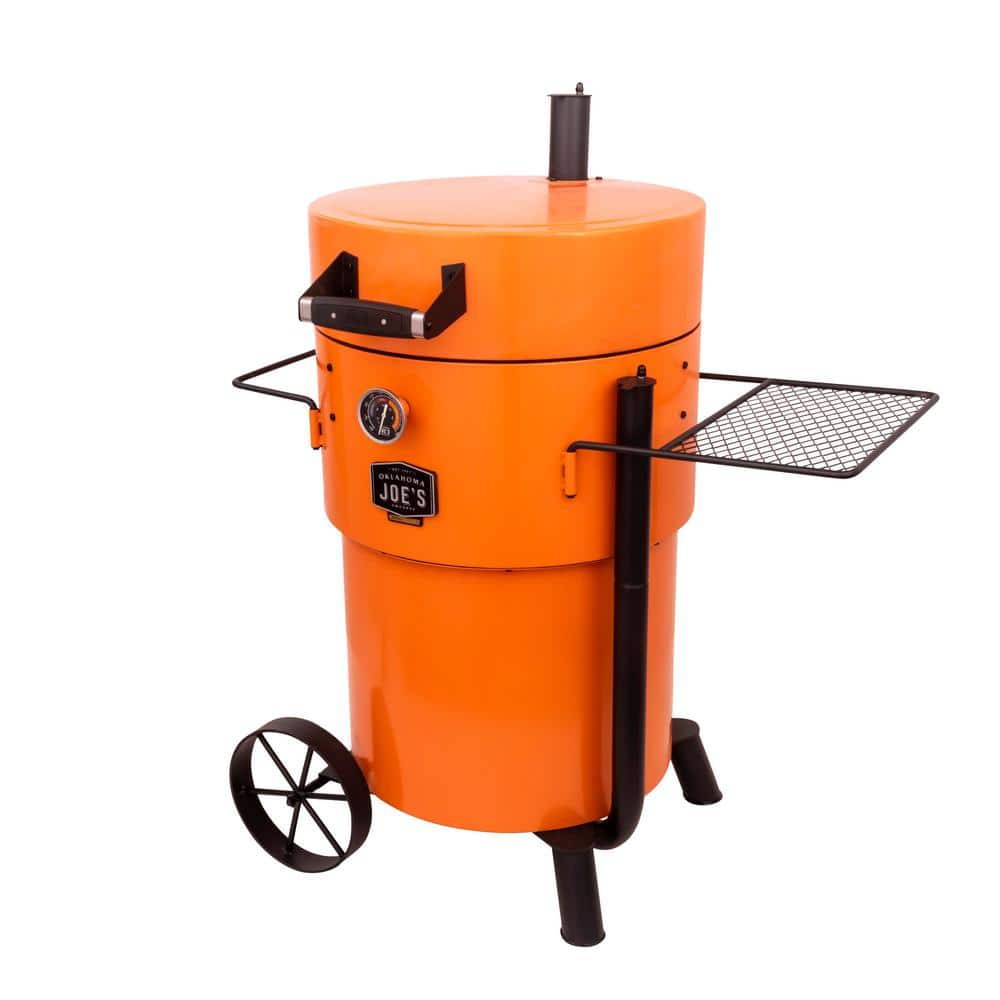 OKLAHOMA JOE'S Bronco Pro Charcoal Drum Smoker and Grill in Orange with 366 sq. in. Cooking Space 19202100