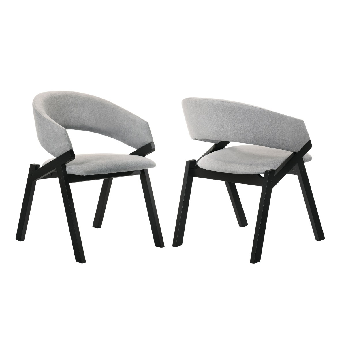 Armen Living Talulah Gray Fabric and Black Veneer Dining Side Chairs - Set of 2