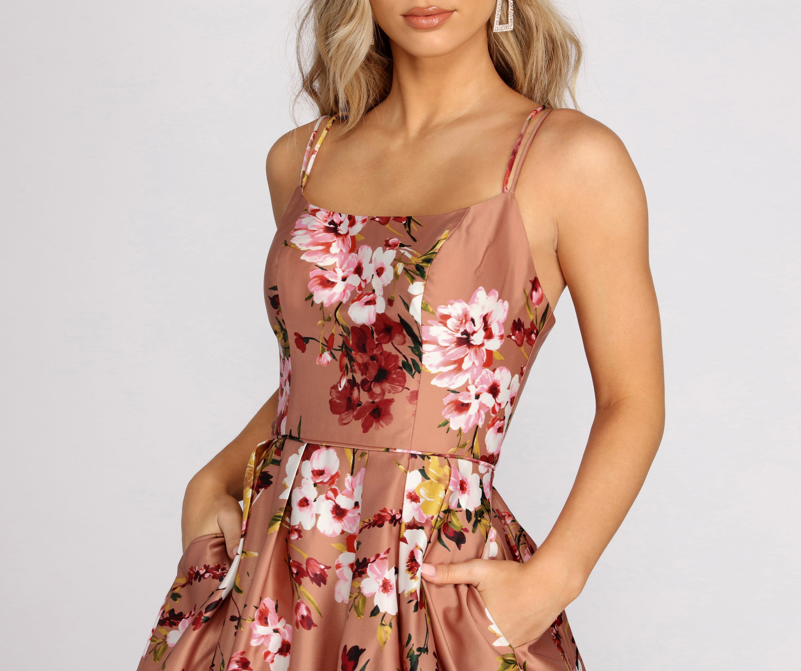 Magdalena Satin Floral Gown