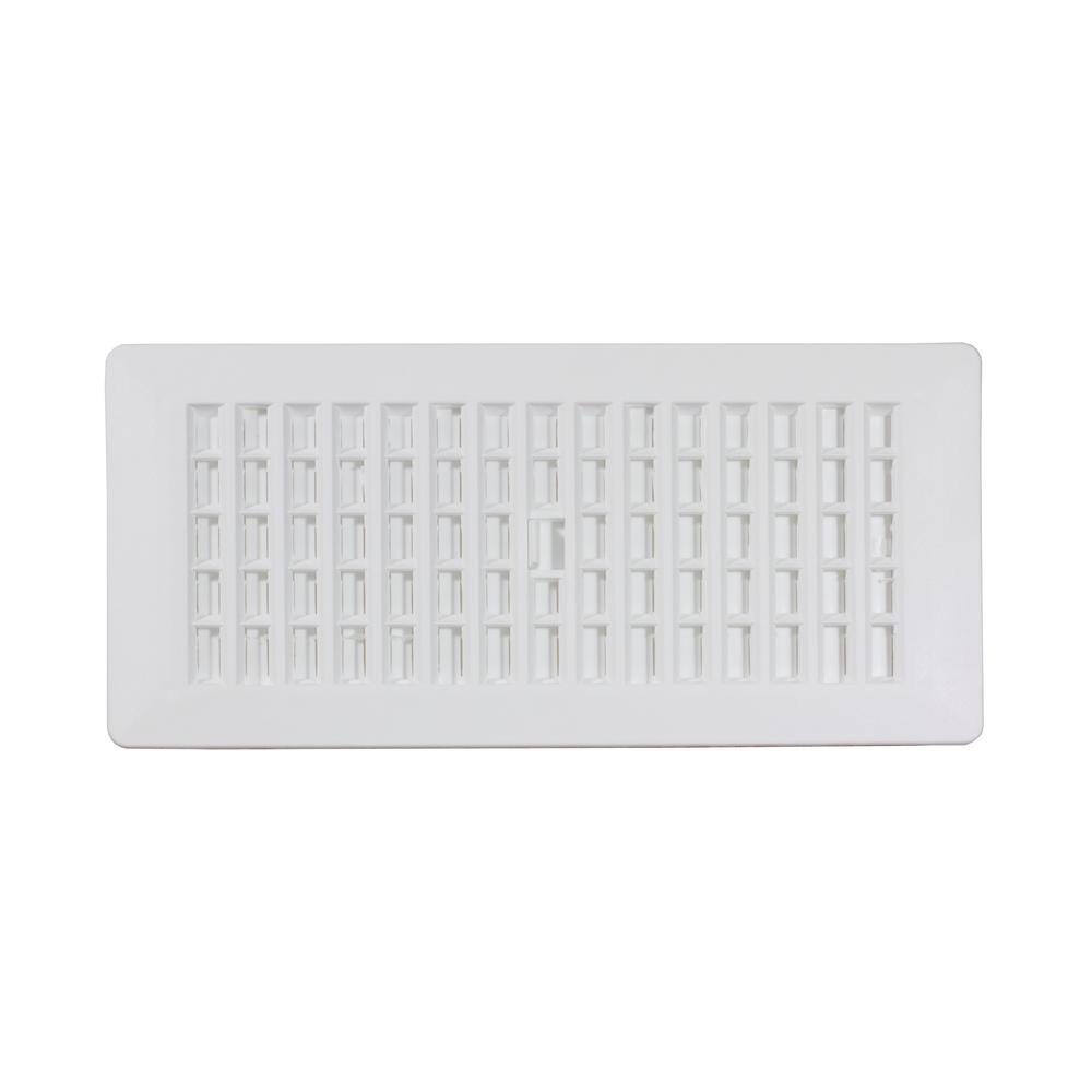 Decor Grates 4 in. x 10 in. Plastic Floor Register White PL410-WH