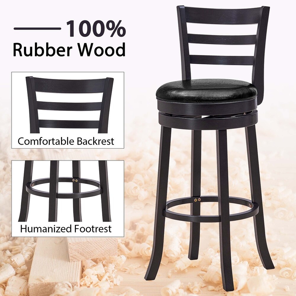 4 PCS Bar Stools Swivel Bar Height Chairs with PU Upholstered Seats