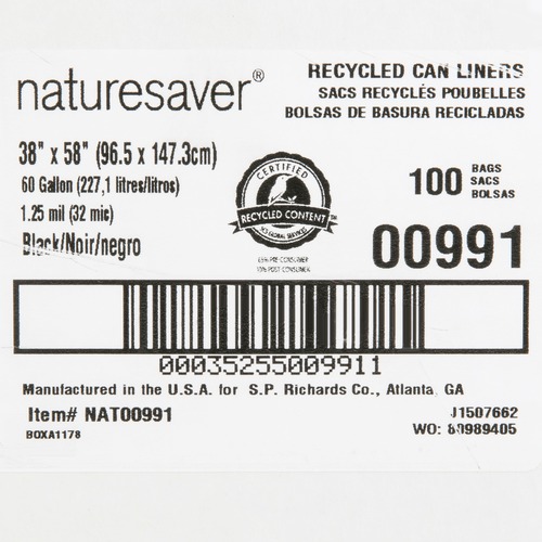 Nature Saver Black Lowdensity Recycled Can Liners  NAT00991