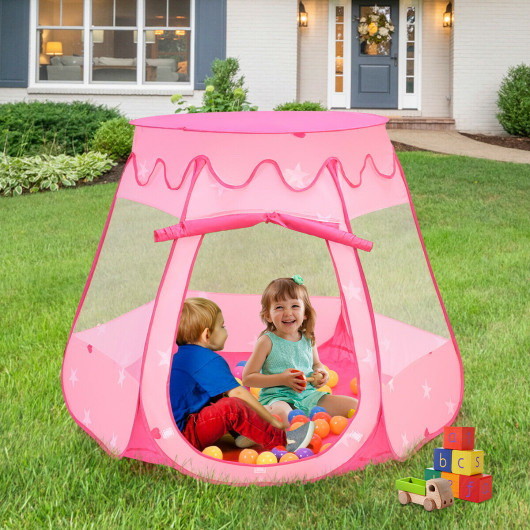 Costway 12953406 Pink Portable Kid Play House Play...