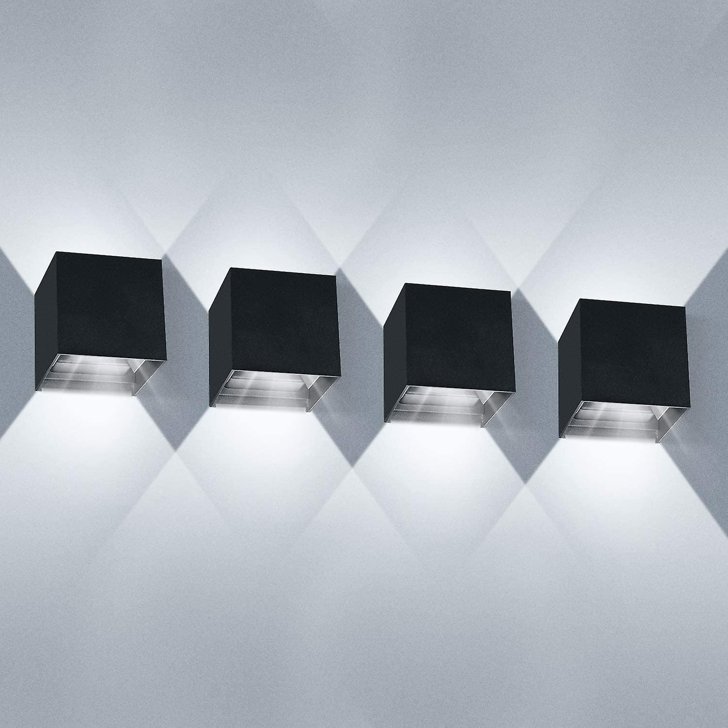 12w Led Indoor Wall Light 4 Pack Ip65 Waterproof Adjustable Beam Angle Modern Wall Sconce Cool White 6000k(black)