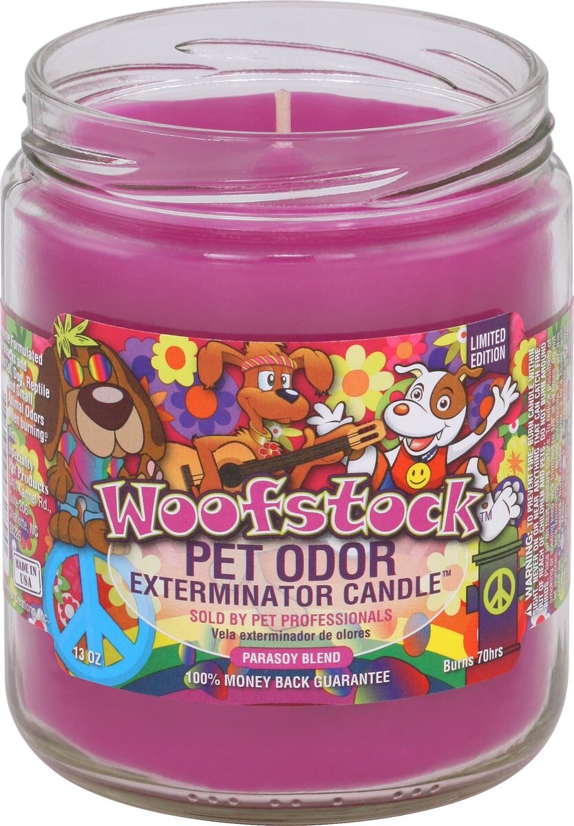 Pet Odor Exterminator Woofstock Deodorizing Dog and Cat Candle， 13-oz jar