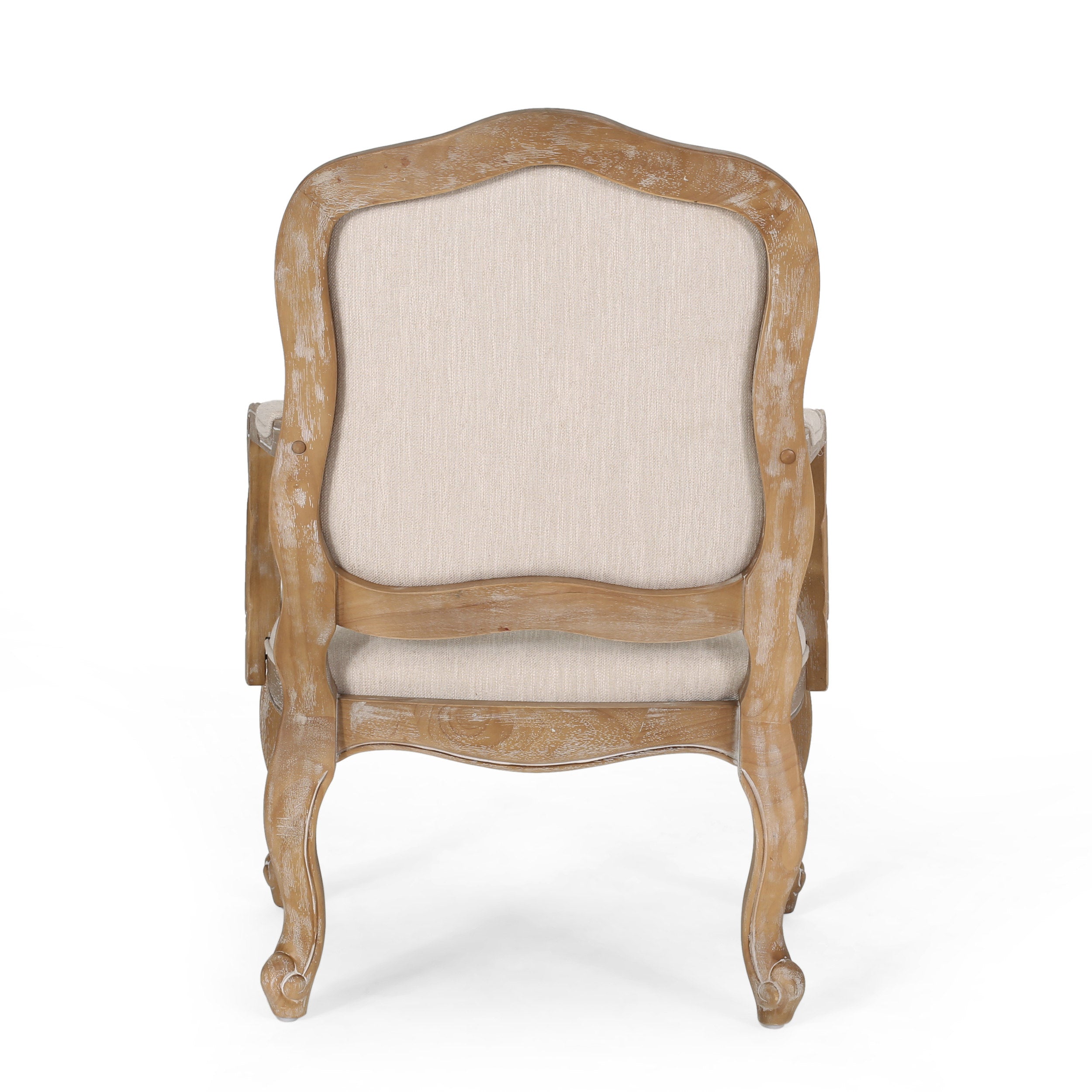 Stene French Country Wood Upholstered Dining Armchair