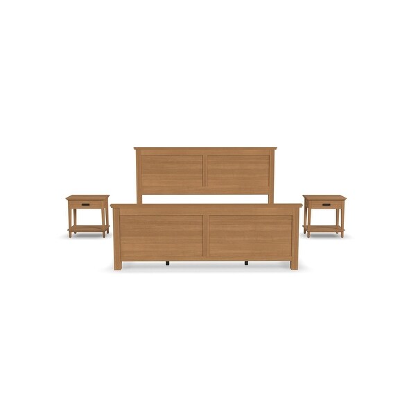 Oak Park Brown Wood 3- Piece King Bed and Two Nightstands Set by Homestyles - - 36579234