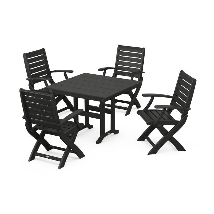 Polywood Signature Folding Chair 5-Piece Farmhouse Dining Set PWS1160-1