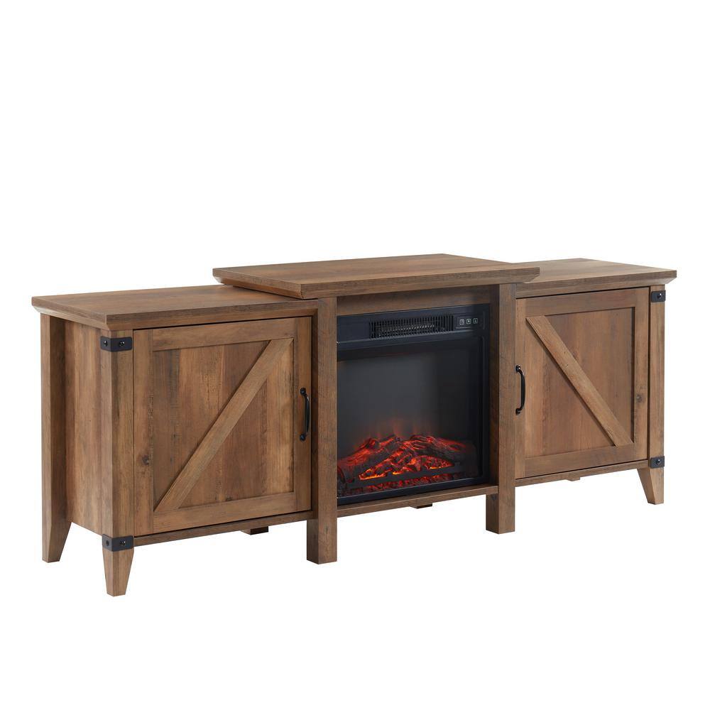 EDYO LIVING 63 in. Freestanding Wooden Electric Fireplace TV Stand in Rustic Oak WMTVS015RSOF018