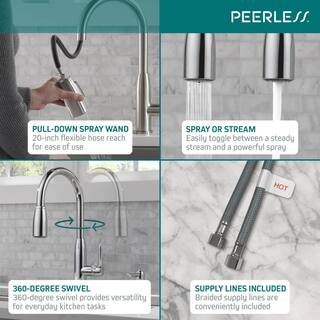 Peerless Xander Single-Handle Pull-Out Sprayer Kitchen Faucet in Matte Black P6919LF-BL