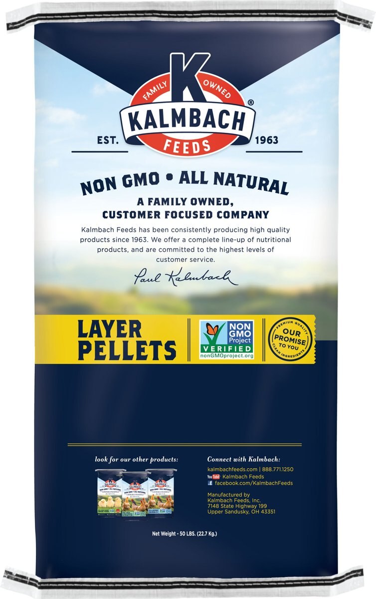 Kalmbach Feeds All Natural Non-GMO 17% Protein Layer Pellets Chicken Feed， 50-lb bag