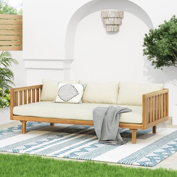 Claremont Farmhouse Outdoor 3 Seater Daybedy with Waterfabric Cushion by Christopher Knight Home