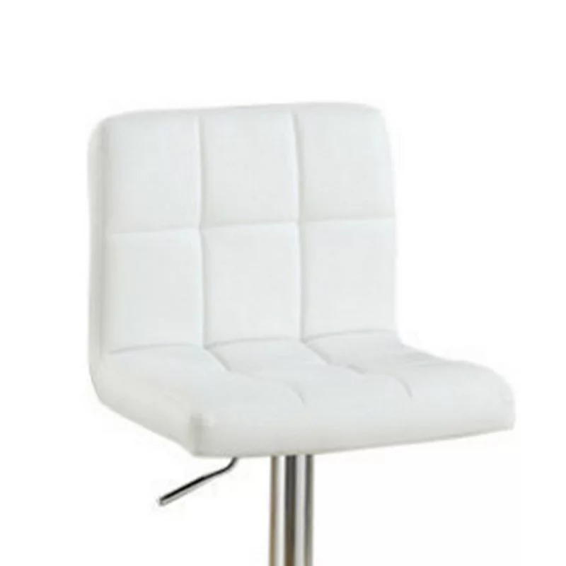 Armless Chair Style Bar Stool With Gas Lift White And Silver Set of 2