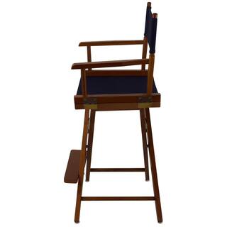 American Trails 24 in. Extra-Wide Mission Oak Frame Navy Canvas New Solid Wood Folding Chair (Set of 1) N206-24032-10